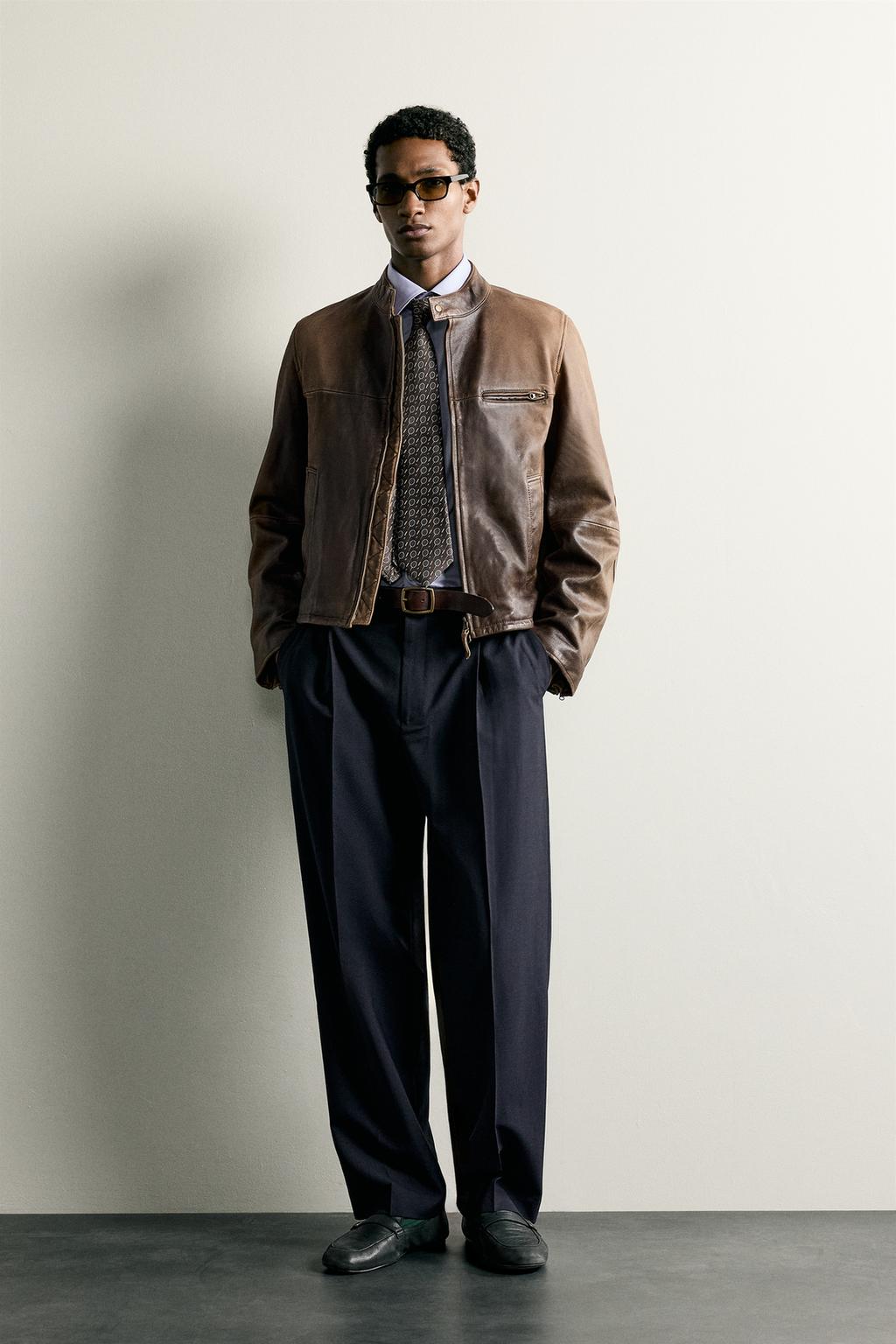 Men’s Two-Tone Leather Jacket | Dual Color Modern Bomber Jacket