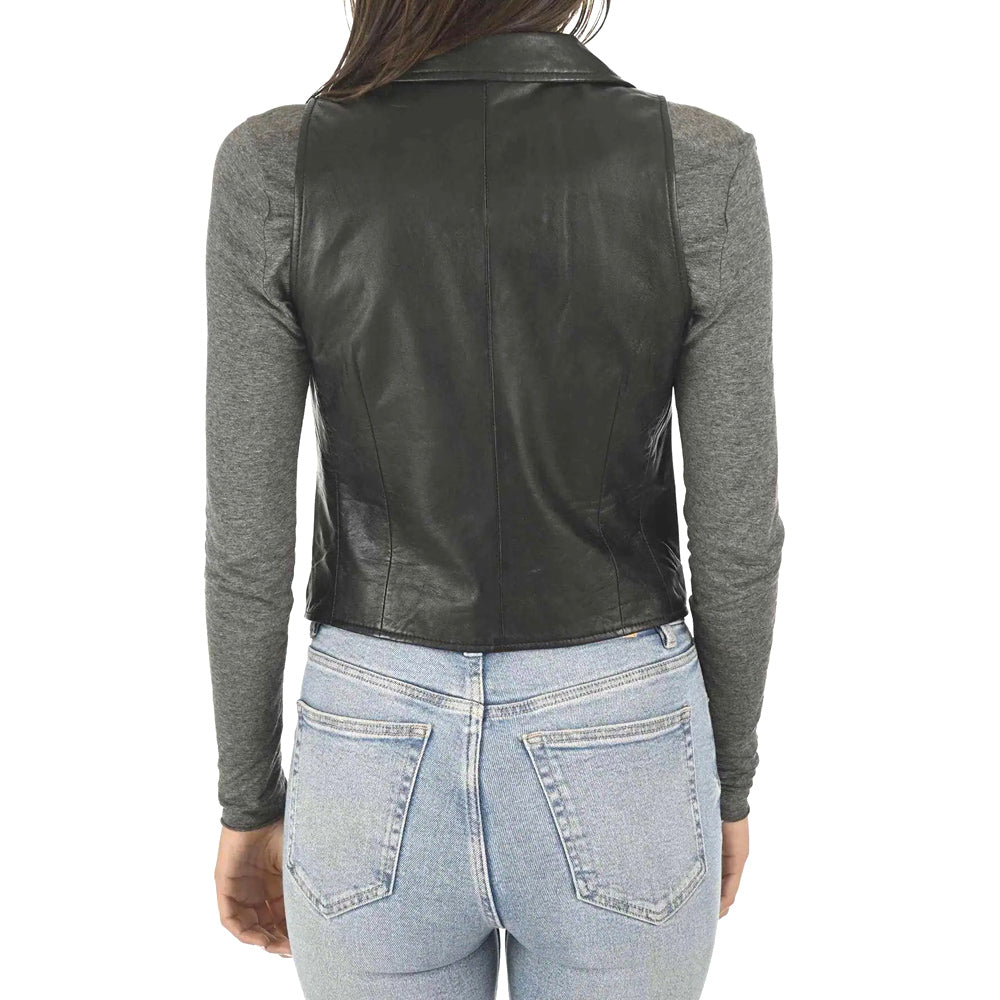 Rayne Moto Black Leather Vest | Men's Motorcycle Biker Vest