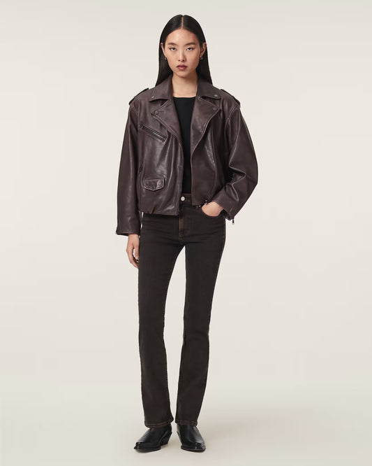 Women's Relaxed Fit Genuine Leather Biker Jacket | Classic Moto Leather Jacket
