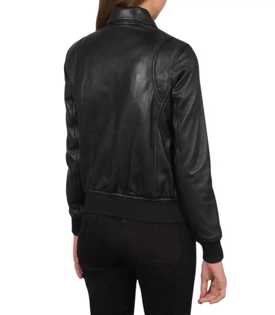Women’s Black B-3 Shearling Aviator Leather Jacket