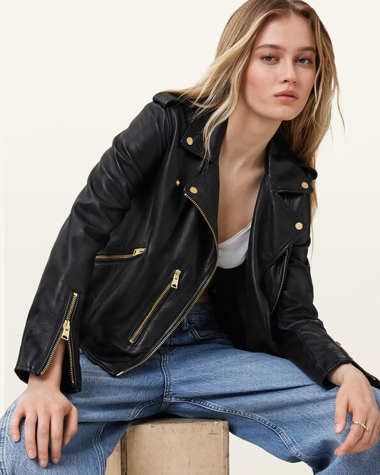 Women's Balfern Genuine Leather Biker Jacket | Classic Moto Leather Jacket