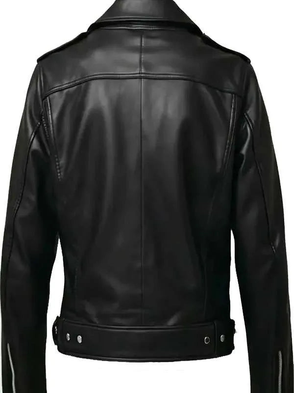 Halloween Black Trucker Leather Jacket | Spooky Leather Jacket