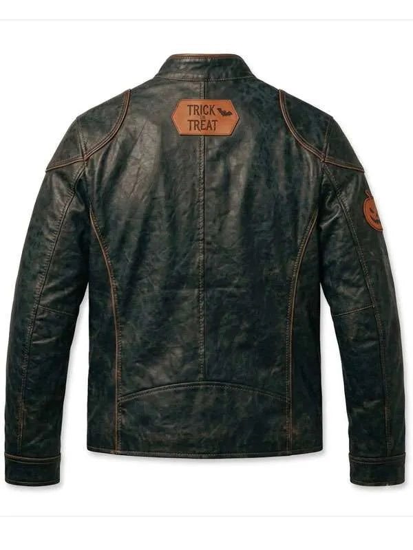 Halloween Trick or Treat Cafe Racer Leather Jacket | Men’s Motorcycle Jacket