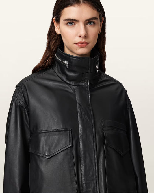 Women's Clay Cropped Genuine Leather Jacket | Slim Fit Casual Leather Jacket