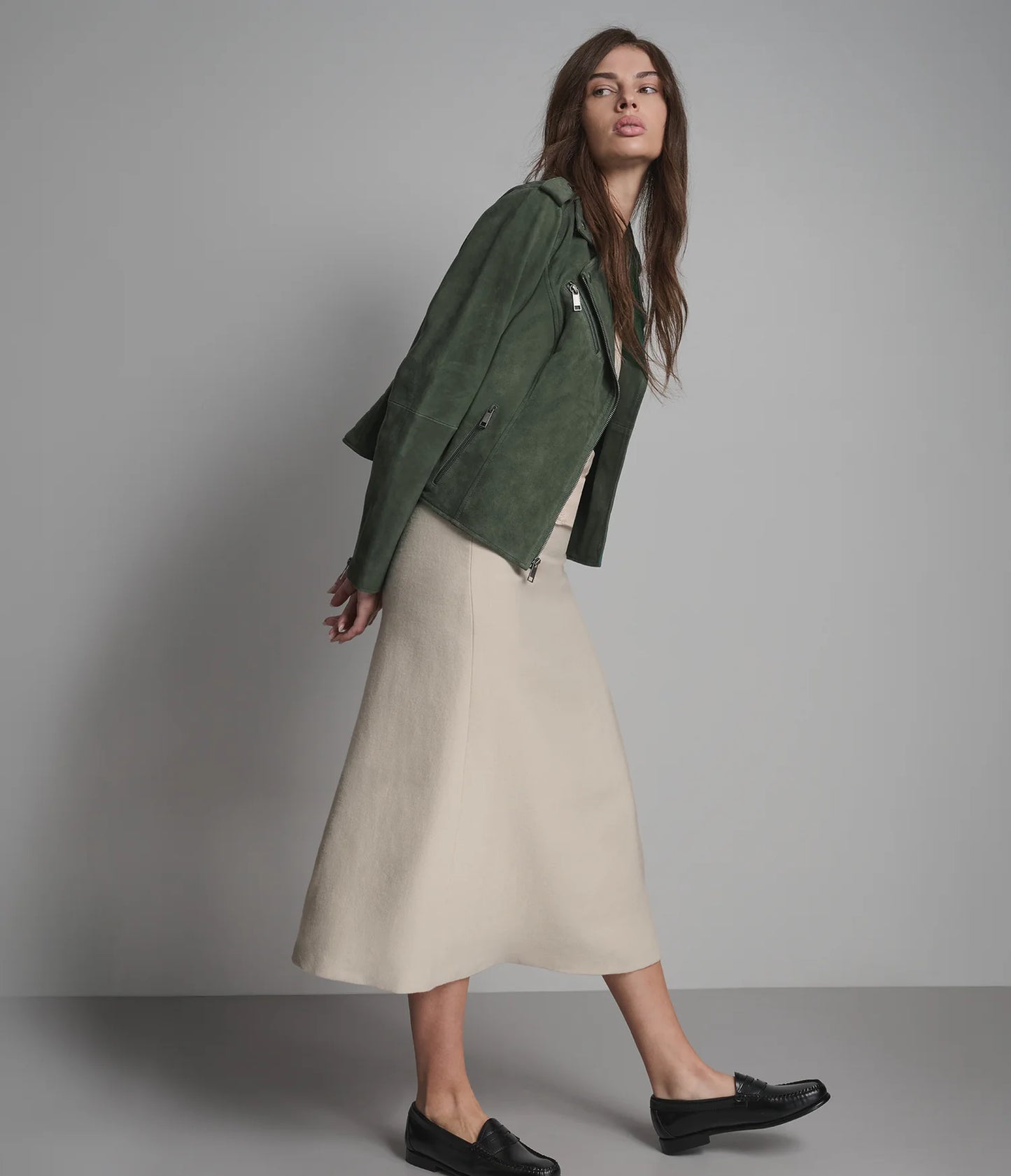 Suede Quilted Moto Jacket for Women