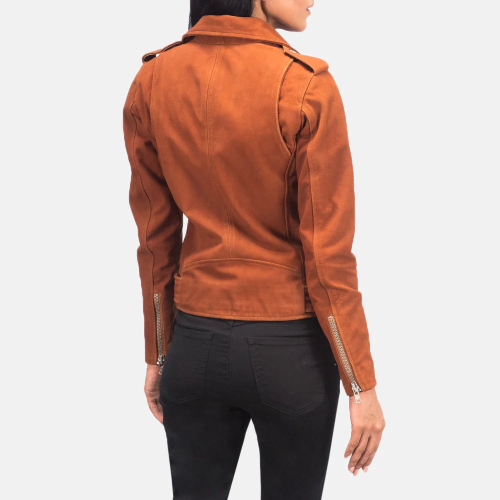 Alison Brown Suede Biker Jacket for Women | Premium Moto Leather Jacket