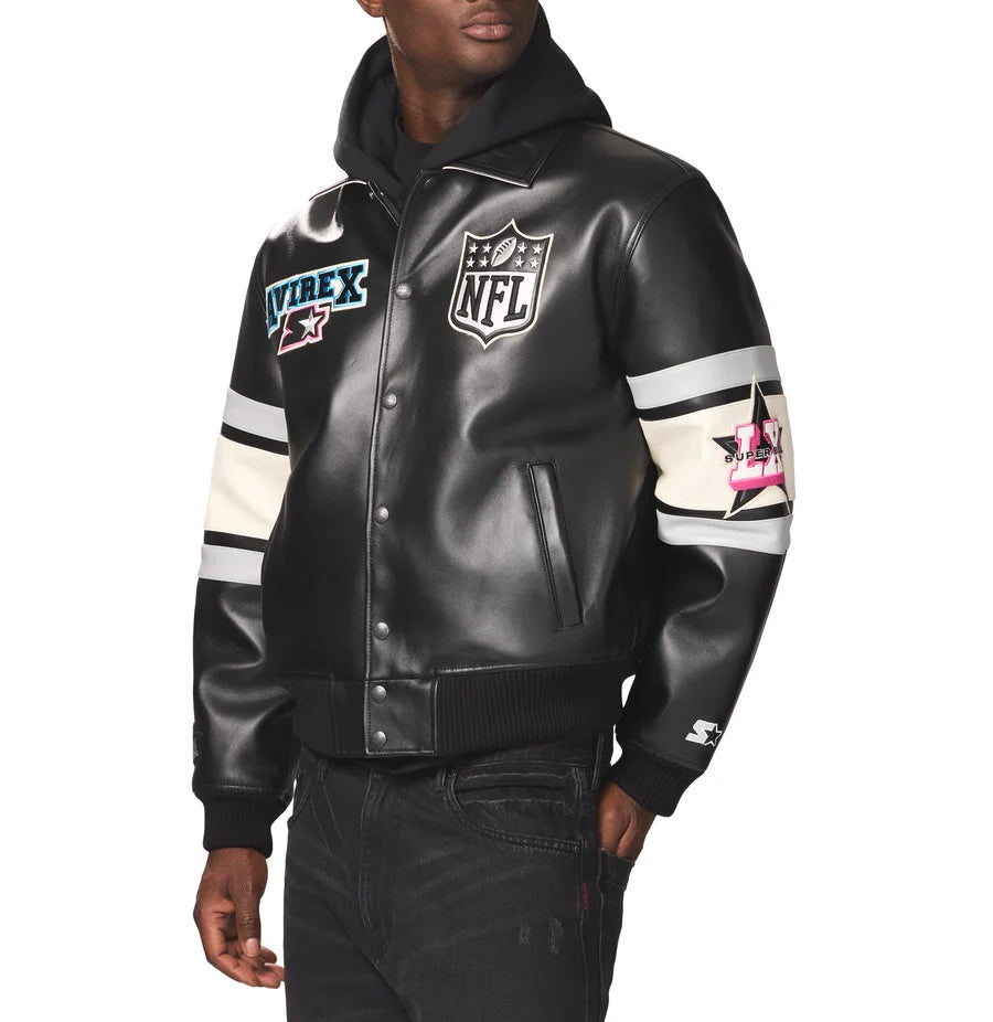 Avirex x Starter Bowl LX Leather Jacket | Premium Vintage Varsity Leather Jacket