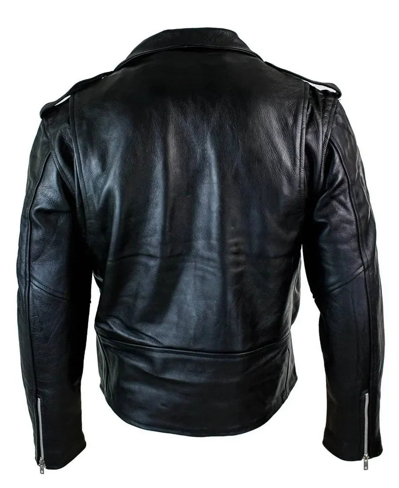 Black Unisex Biker Leather Jacket | Premium Motorcycle Jacket for Men & Women