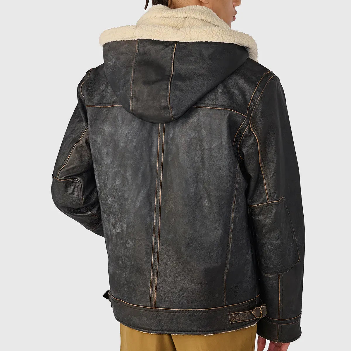 Bernstein Men's Brown Distressed Aviator Leather Jacket | Premium Genuine Leather Flight Jacket