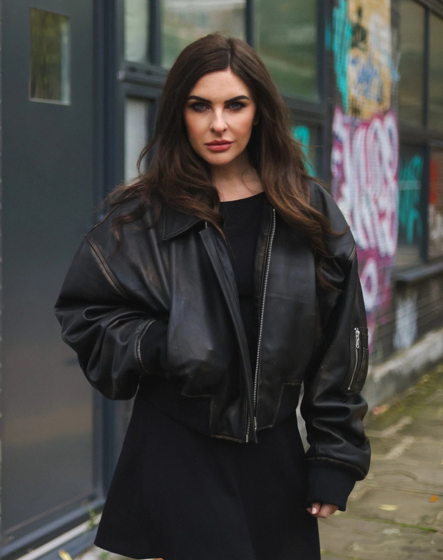 Warrington Women's Oversized Leather MA-1 Bomber Jacket | Premium Genuine Leather Outerwear