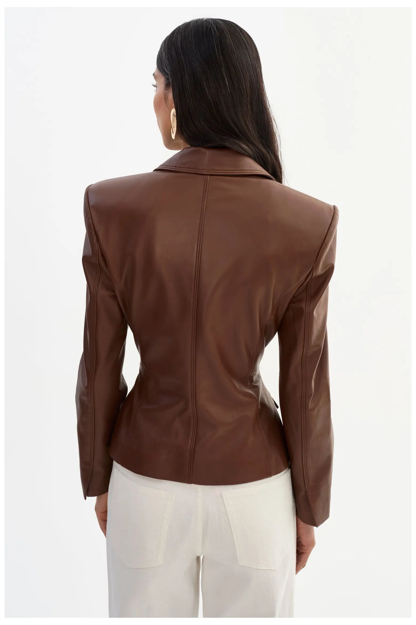 Women’s Leather Belted Blazer