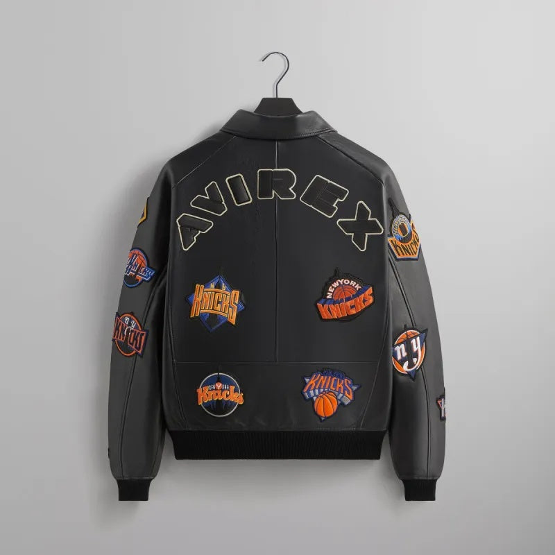 Kith x Avirex-Inspired Leather Varsity Jacket | Premium Genuine Leather Bomber Jacket