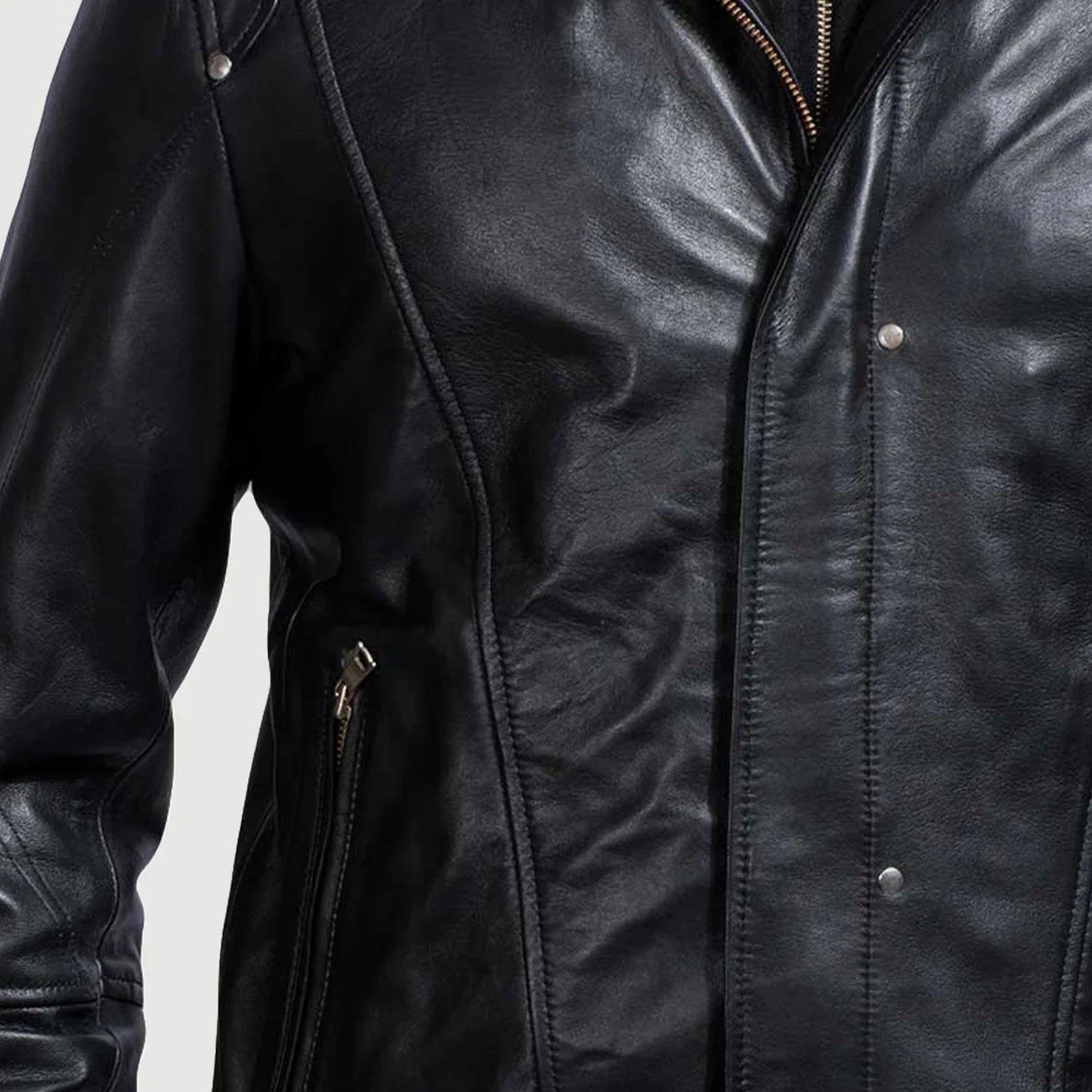 Highschool Black Hooded Leather Jacket for Men | Premium Genuine Leather Jacket