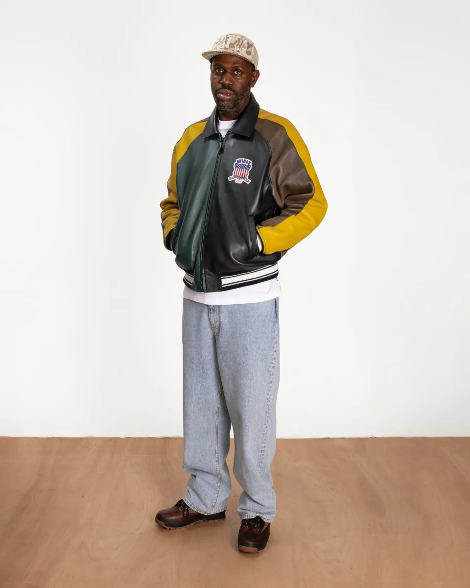 Patta 4 All Avirex-Inspired Leather Varsity Jacket | Premium Genuine Leather Bomber Jacket