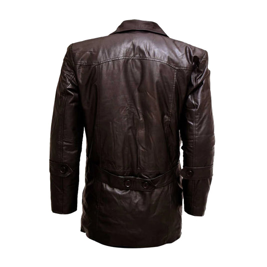 Button-Up Leather Men Blazer