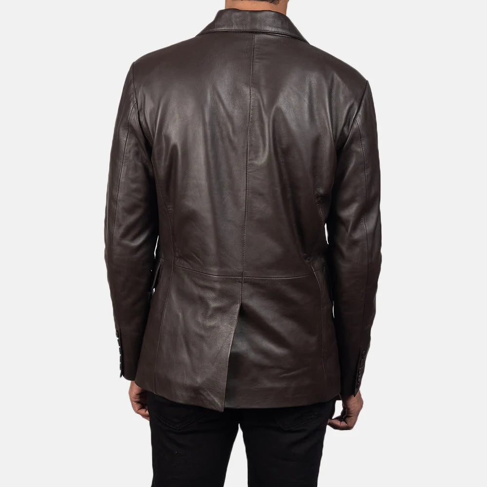 Daron Brown Leather Blazer for Men | Premium Genuine Leather Blazer
