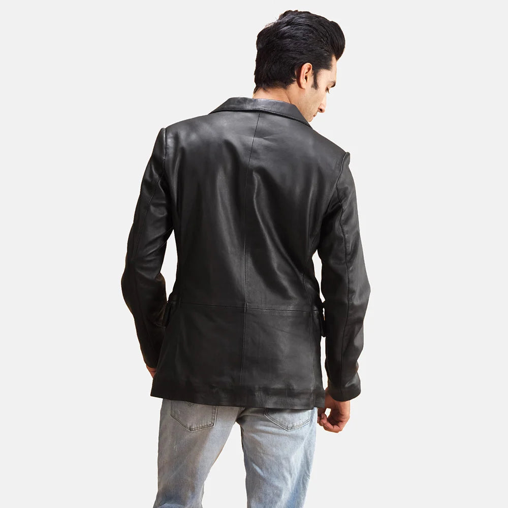 Alyson Black Leather Blazer for Men| Premium Genuine Leather Blazer