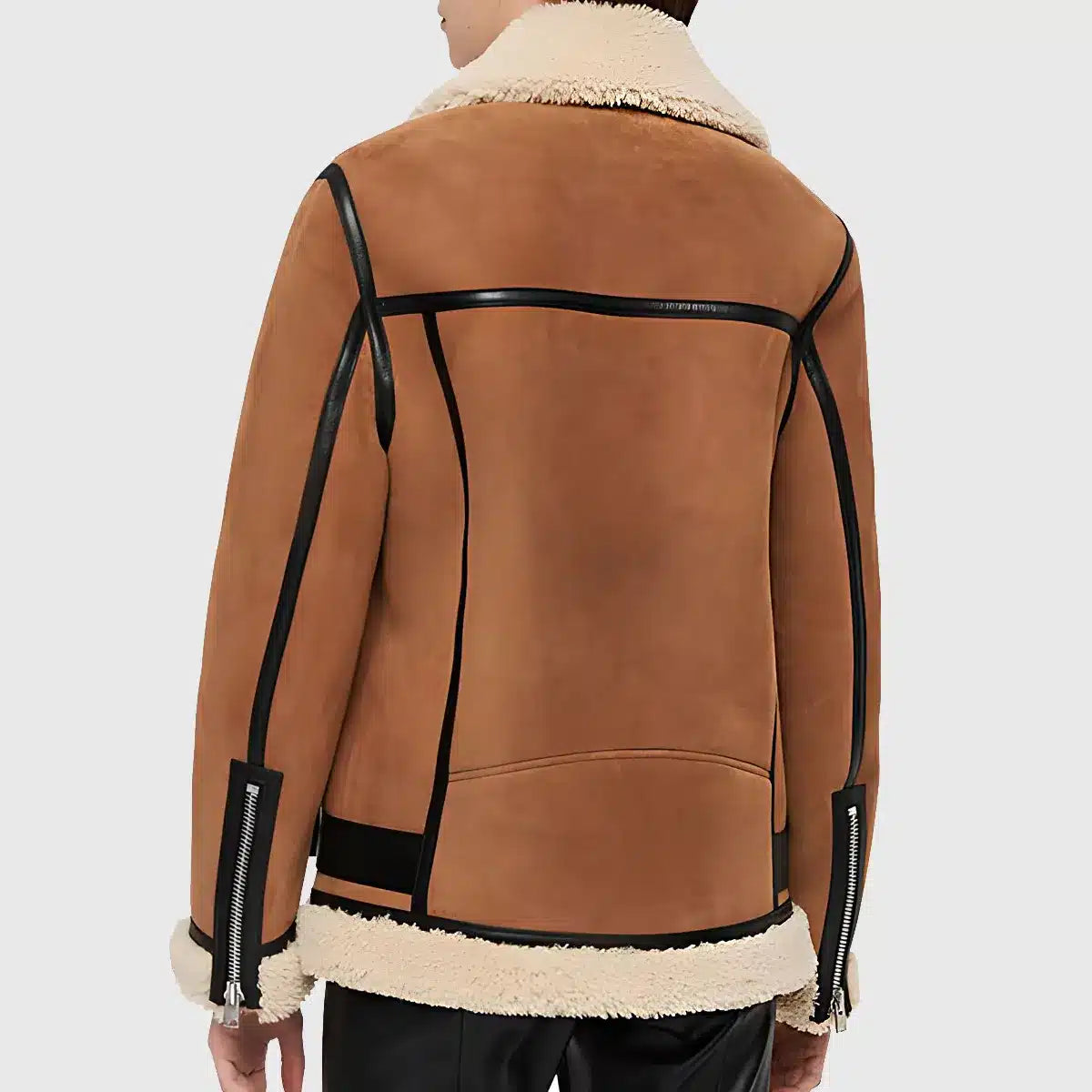 Vickie Women's Brown B-3 Shearling Suede Bomber Jacket | Premium Winter Coat