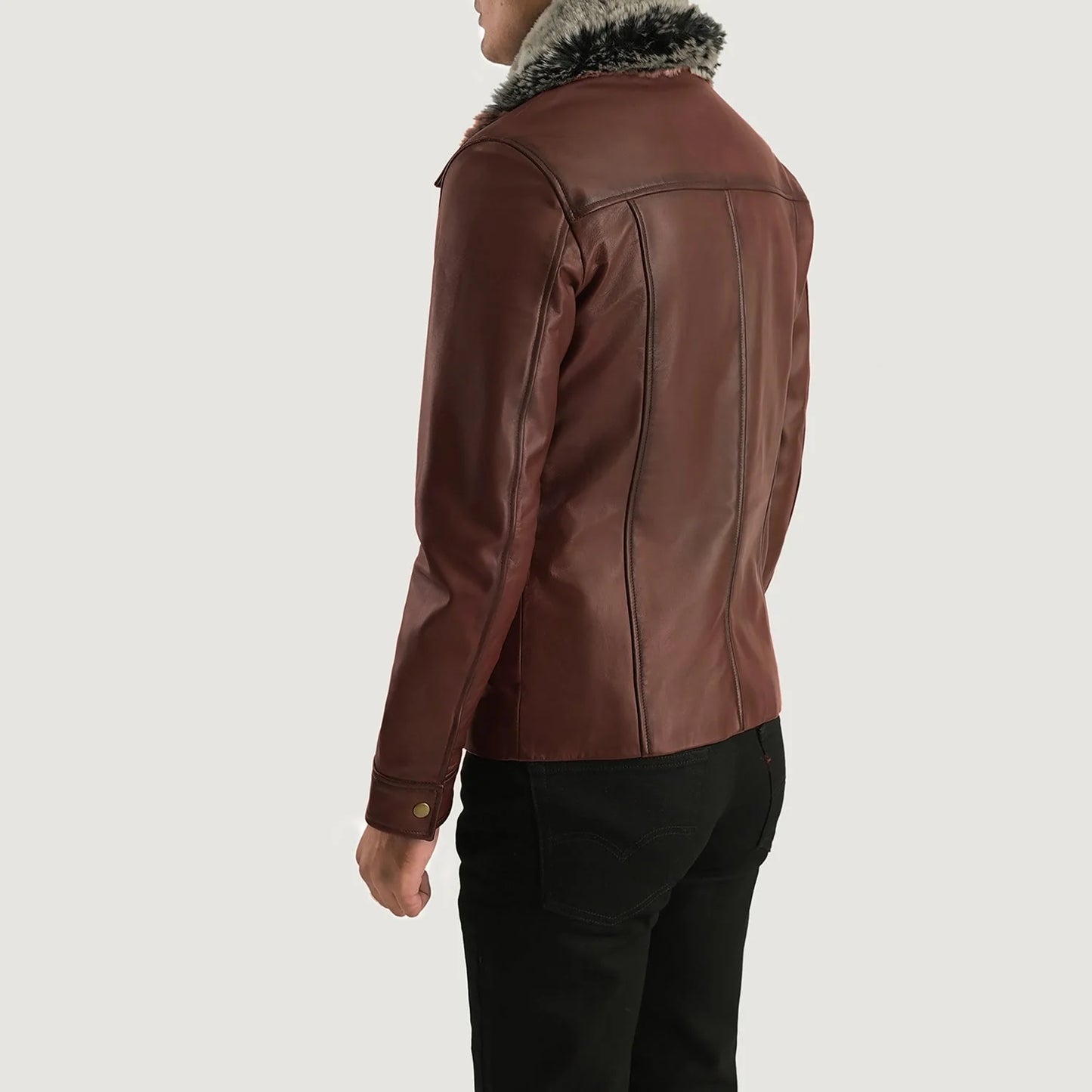 Evan Hart Fur Brown Leather Jacket for Men | Premium Genuine Leather Shearling Jacket