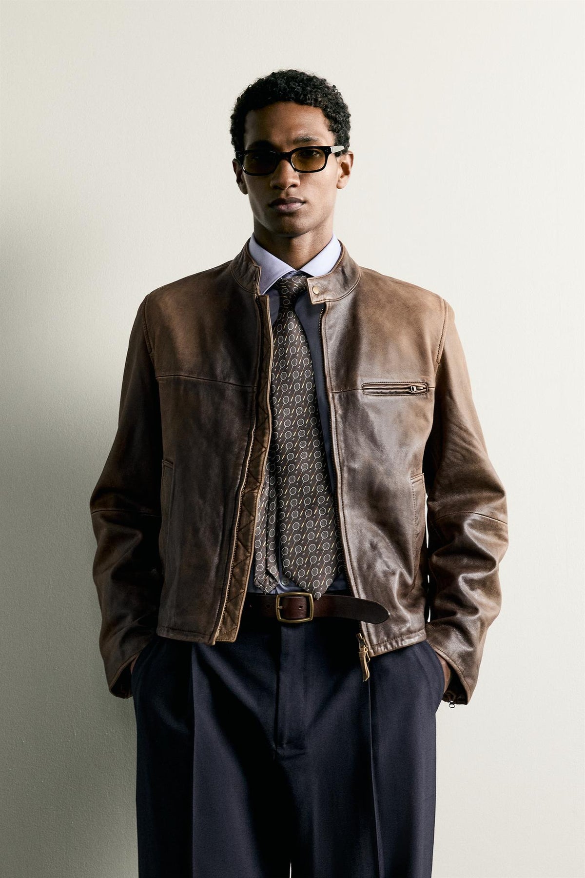 Men’s Two-Tone Leather Jacket | Dual Color Modern Bomber Jacket