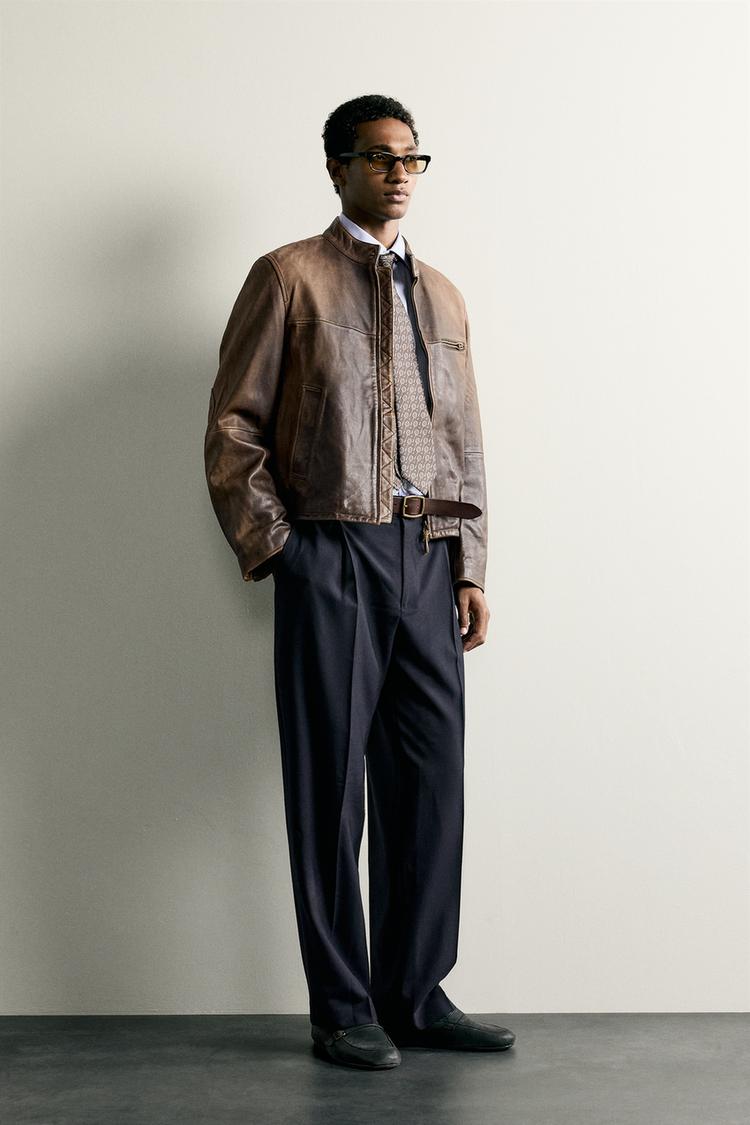 Men’s Two-Tone Leather Jacket | Dual Color Modern Bomber Jacket