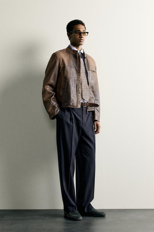 Men’s Two-Tone Leather Jacket | Dual Color Modern Bomber Jacket