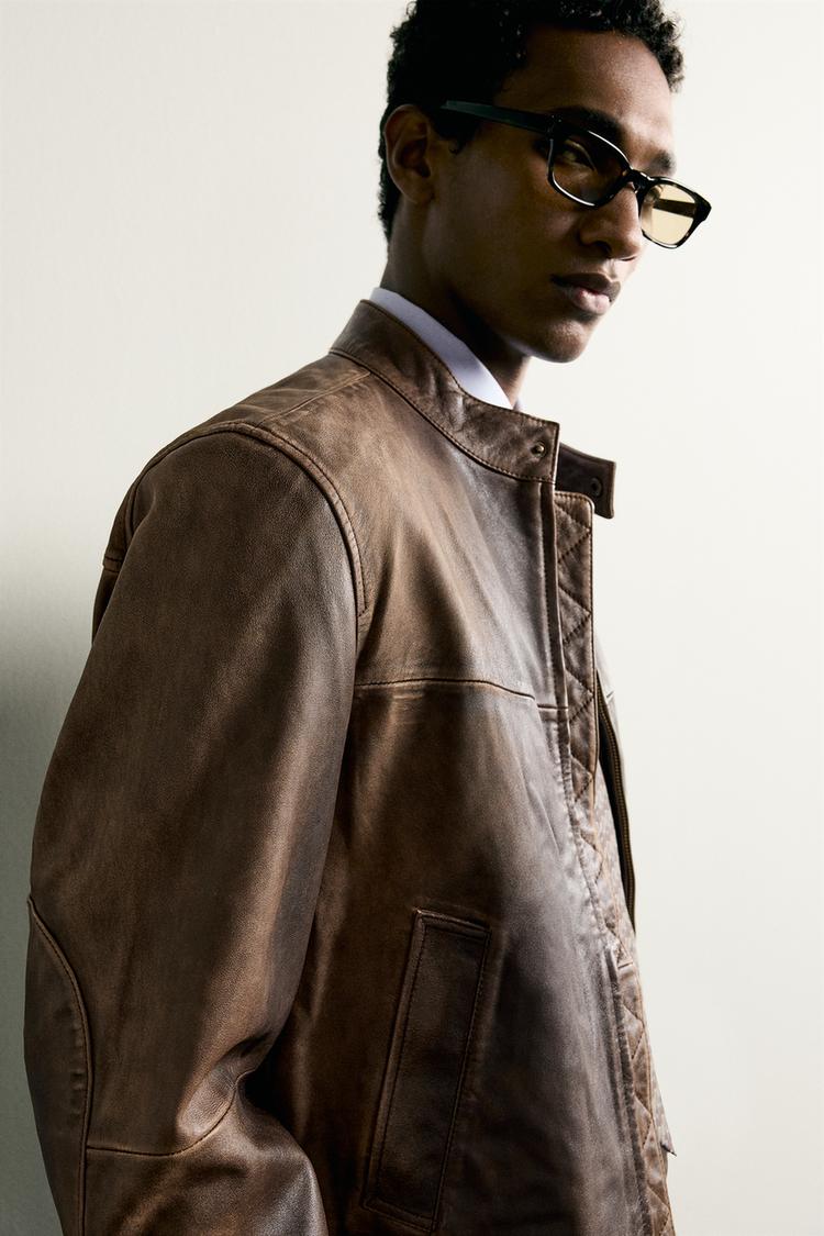 Men’s Two-Tone Leather Jacket | Dual Color Modern Bomber Jacket