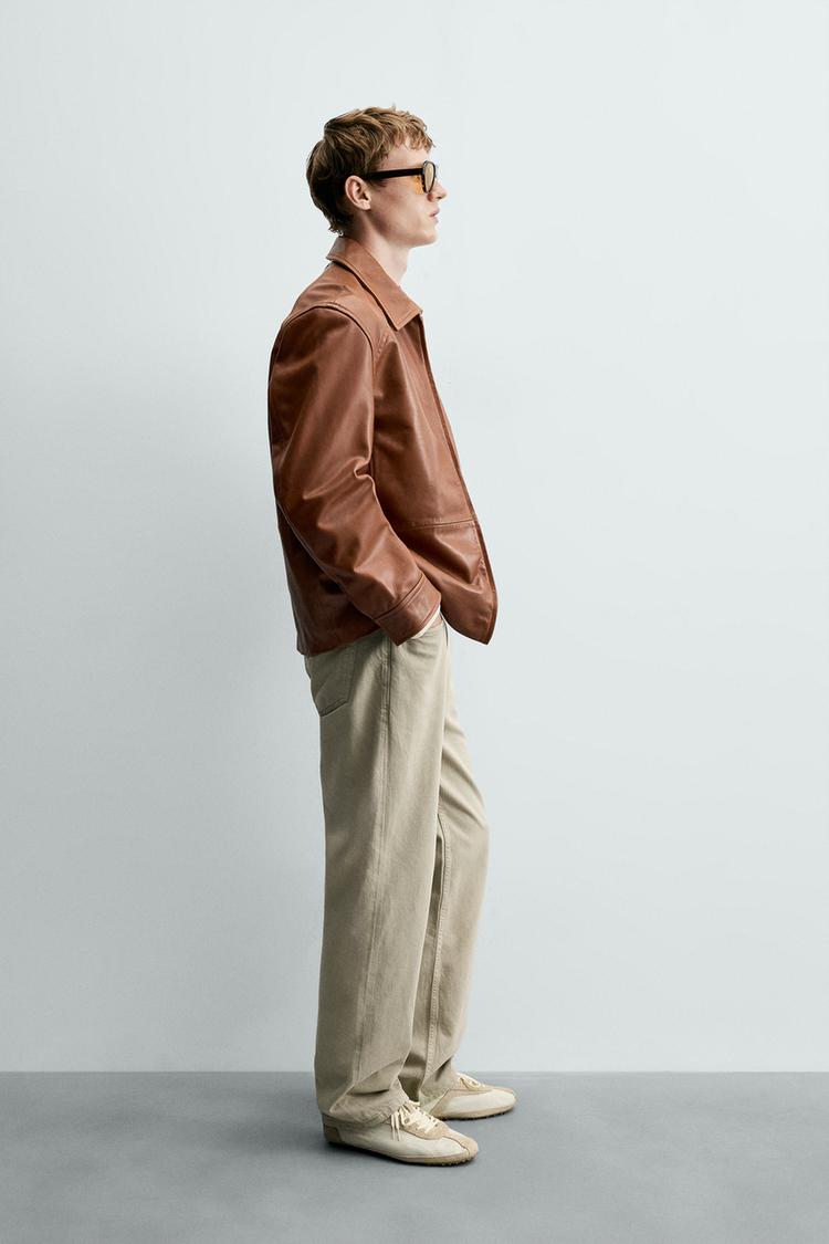 Men’s Camel Brown Leather Jacket | Classic Vintage Casual Jacket