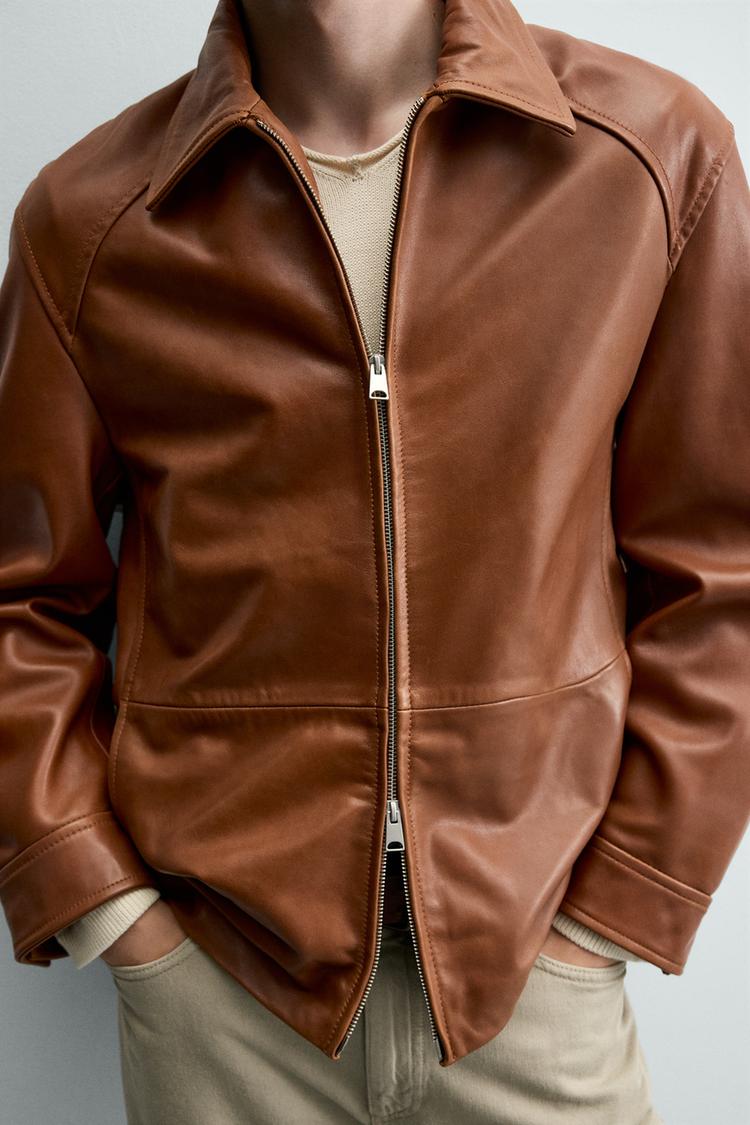 Men’s Camel Brown Leather Jacket | Classic Vintage Casual Jacket