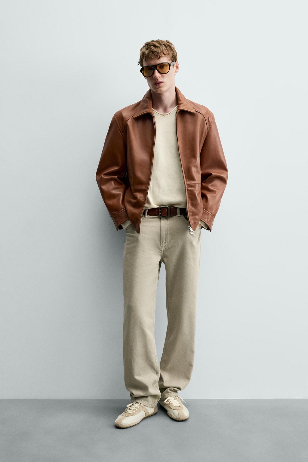 Men’s Camel Brown Leather Jacket | Classic Vintage Casual Jacket