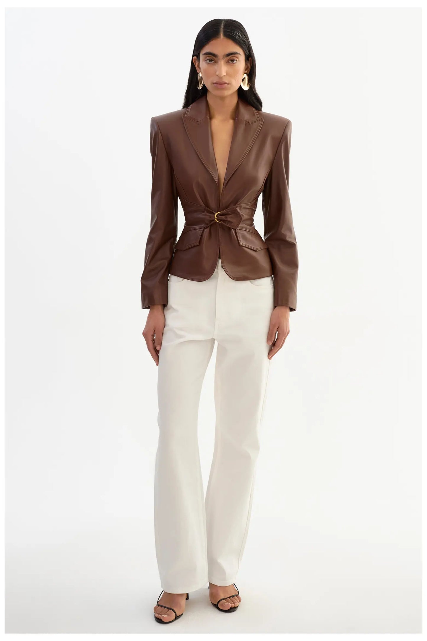 Women’s Leather Belted Blazer
