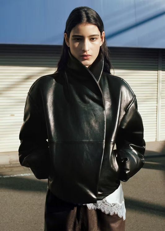 Women's Premium Leather Bomber Jacket