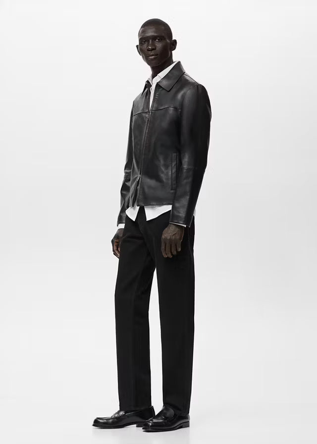Luxury Men's Black Leather Jacket | Premium Genuine Leather Outerwear