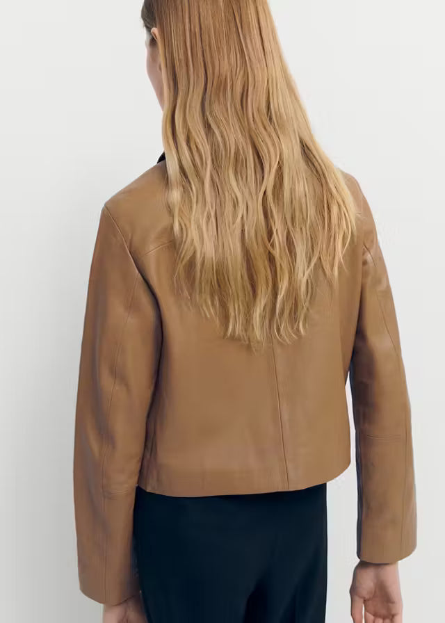 Minimalist Tan Leather Jacket for Women | Premium Genuine Leather Jacket