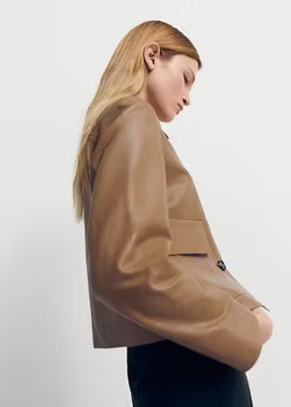 Minimalist Tan Leather Jacket for Women | Premium Genuine Leather Jacket