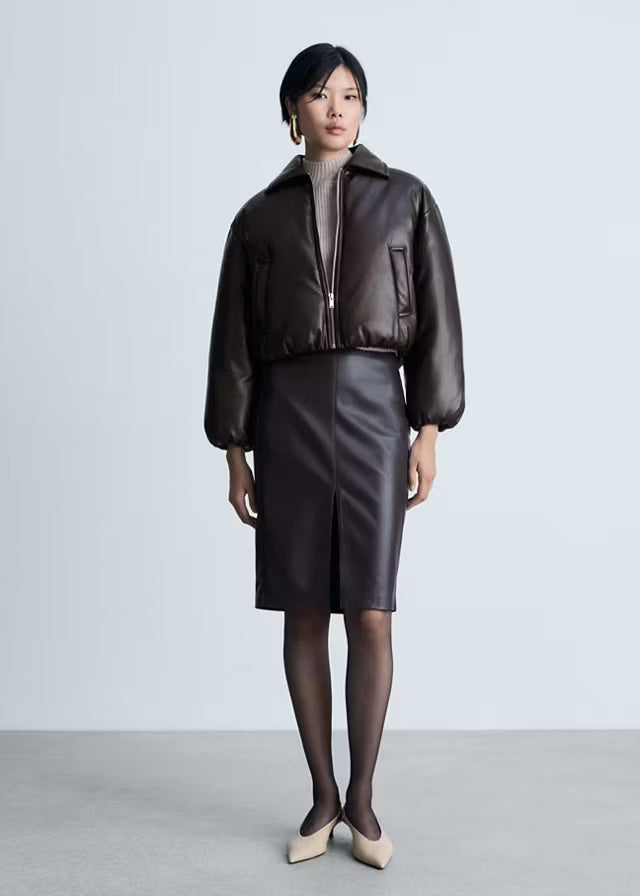 Luxury Women's Brown Leather Bomber Jacket | Premium Genuine Leather Outerwear