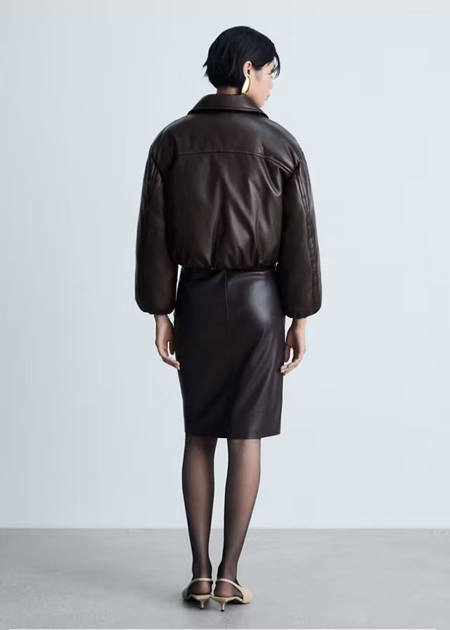 Luxury Women's Brown Leather Bomber Jacket | Premium Genuine Leather Outerwear