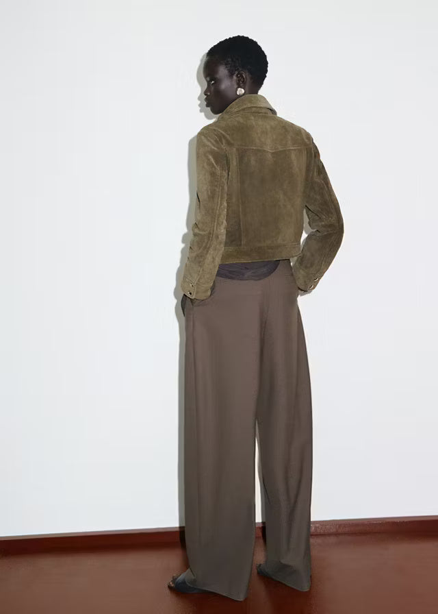 Suede Leather Jacket with Buttons