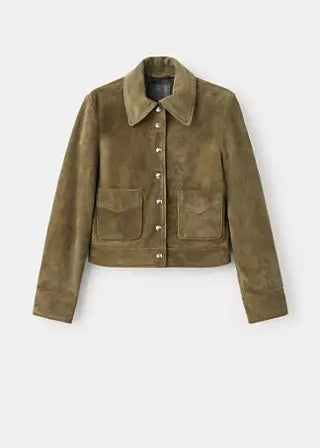 Suede Leather Jacket with Buttons