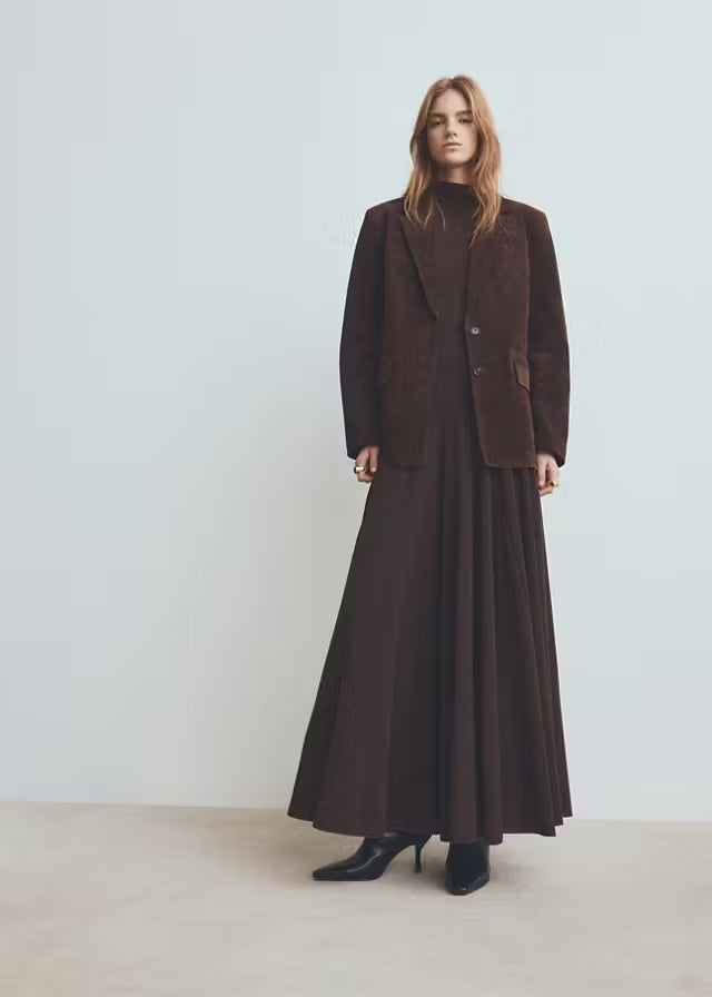 Straight Suede Blazer-Style Jacket