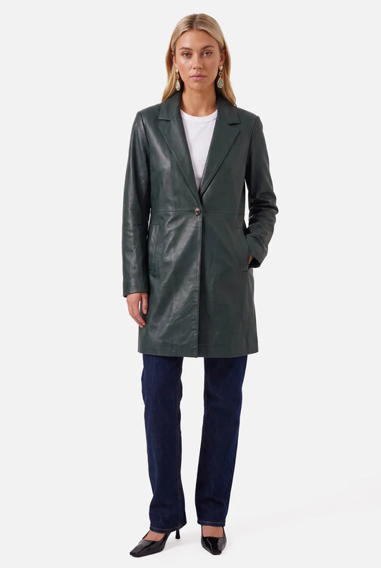 Classic Genuine Leather Trench Coat | Long Belted Jacket