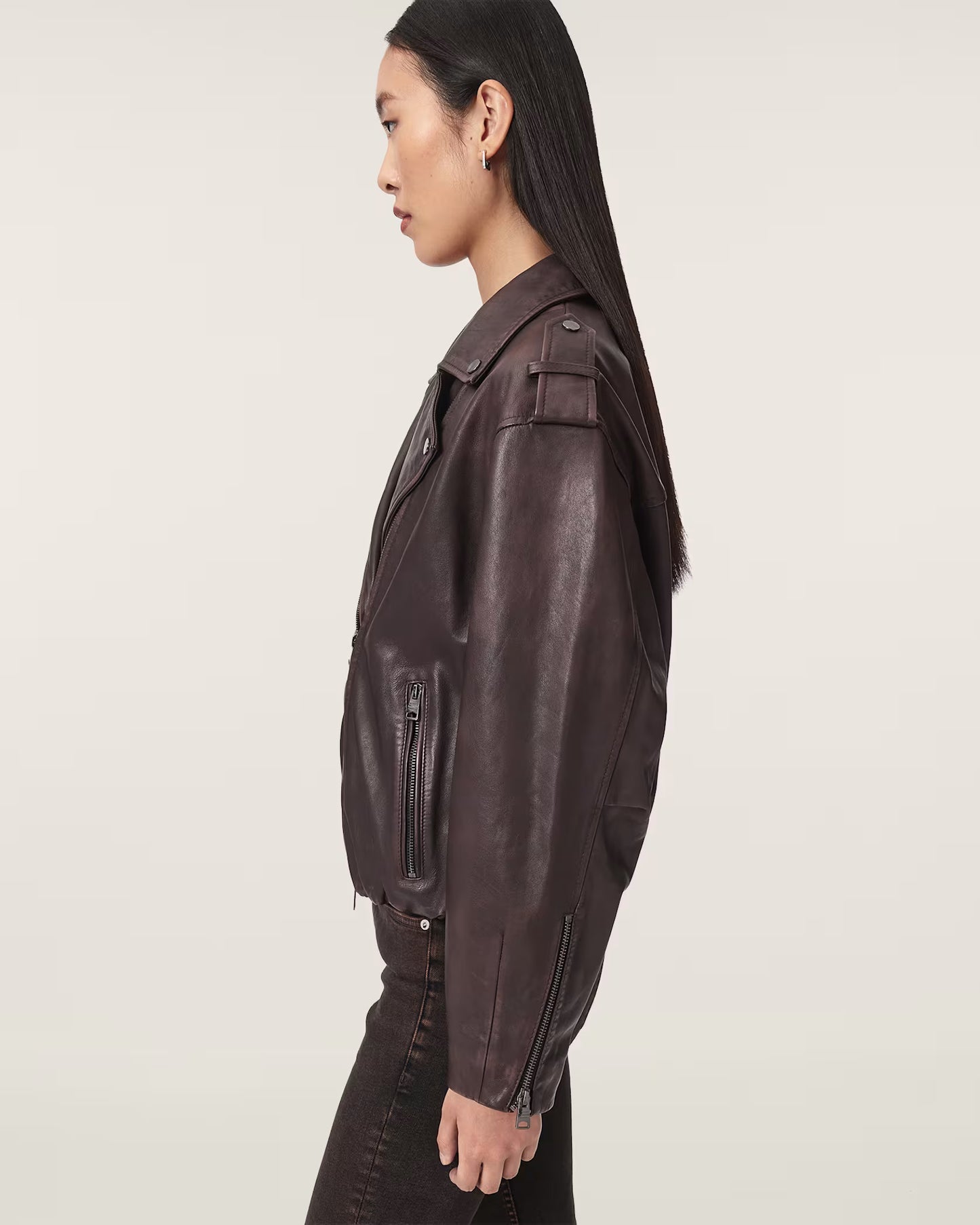 Women's Relaxed Fit Genuine Leather Biker Jacket | Classic Moto Leather Jacket