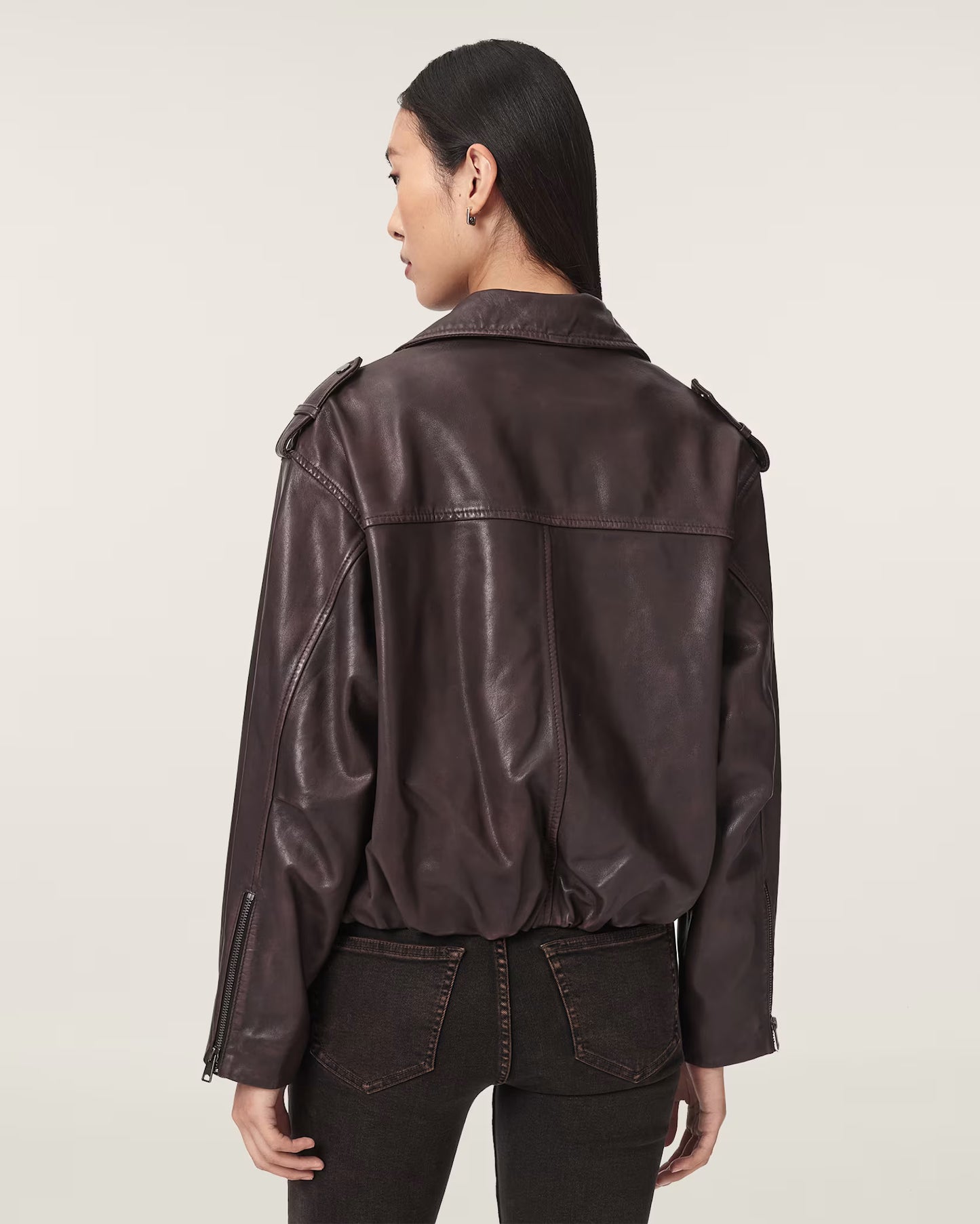 Women's Relaxed Fit Genuine Leather Biker Jacket | Classic Moto Leather Jacket
