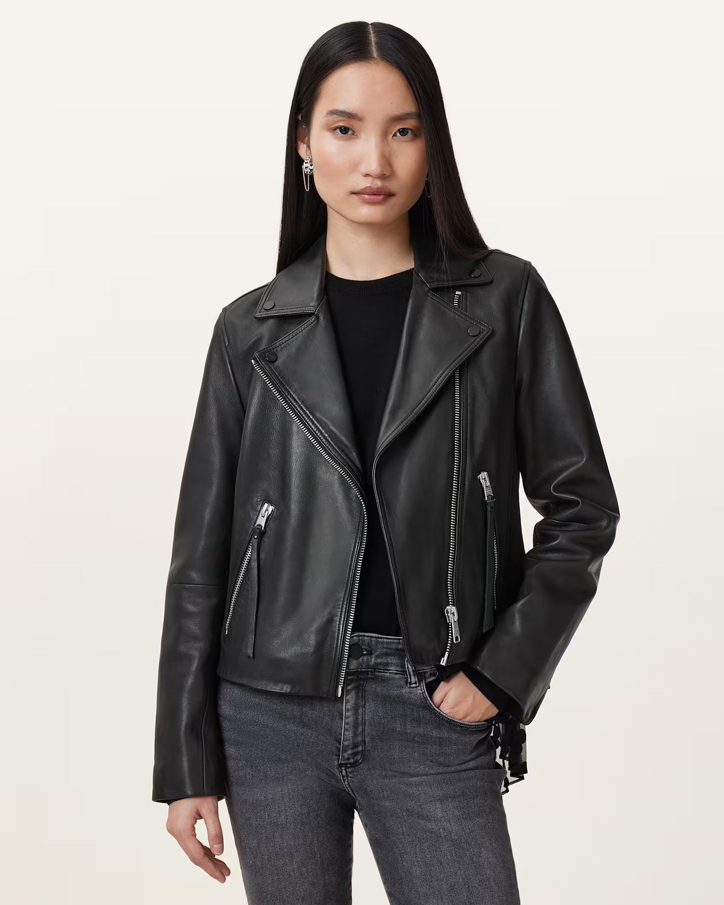 Women's Slim Fit Genuine Leather Biker Jacket | Classic Moto Leather Jacket
