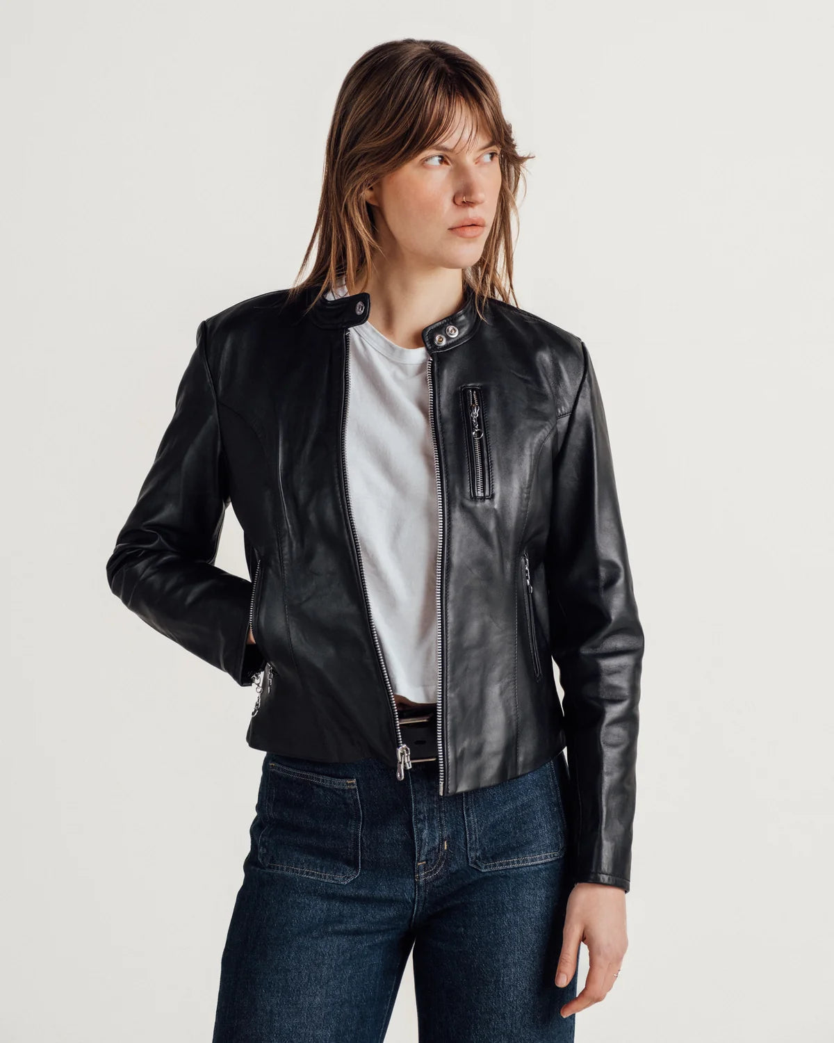 Women’s Biker Leather Jacket – Classic Edgy Style