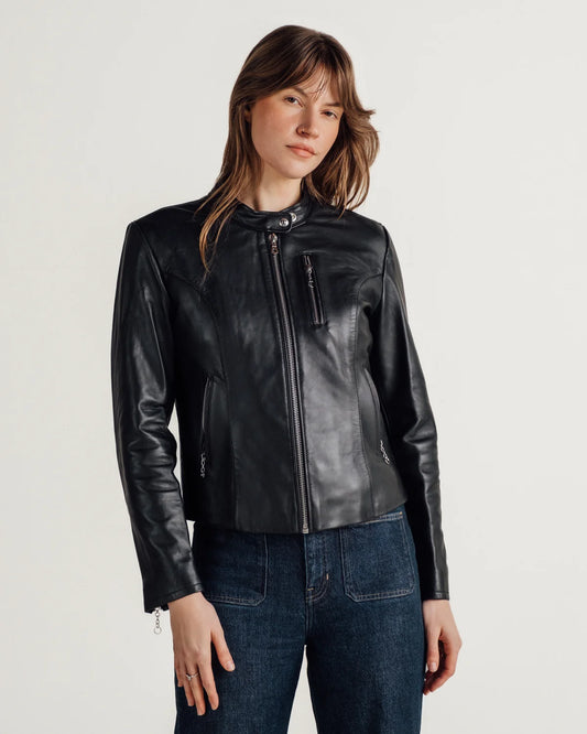 Women’s Biker Leather Jacket – Classic Edgy Style