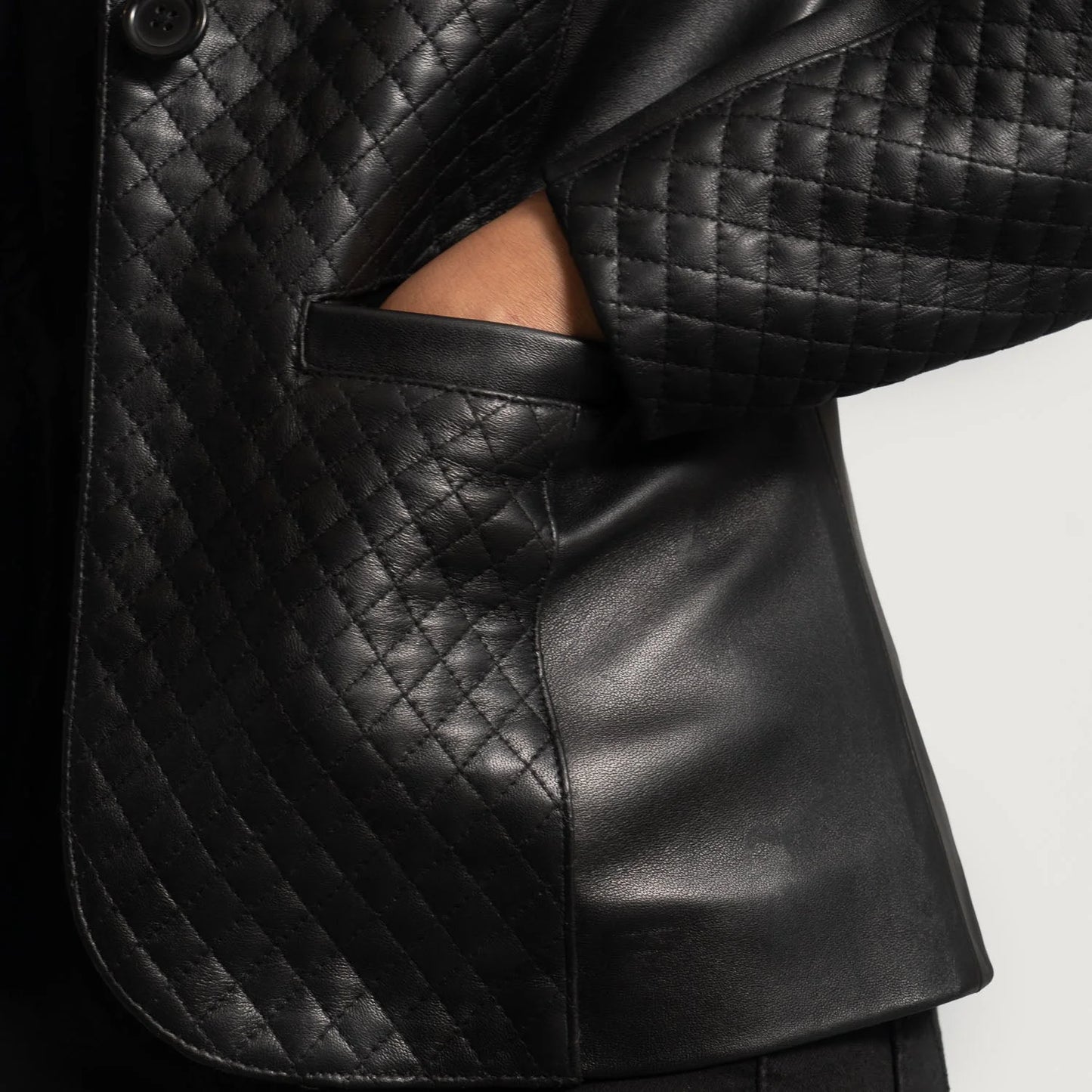 Cora Quilted Black Leather Blazer for Women | Premium Genuine Leather Blazer