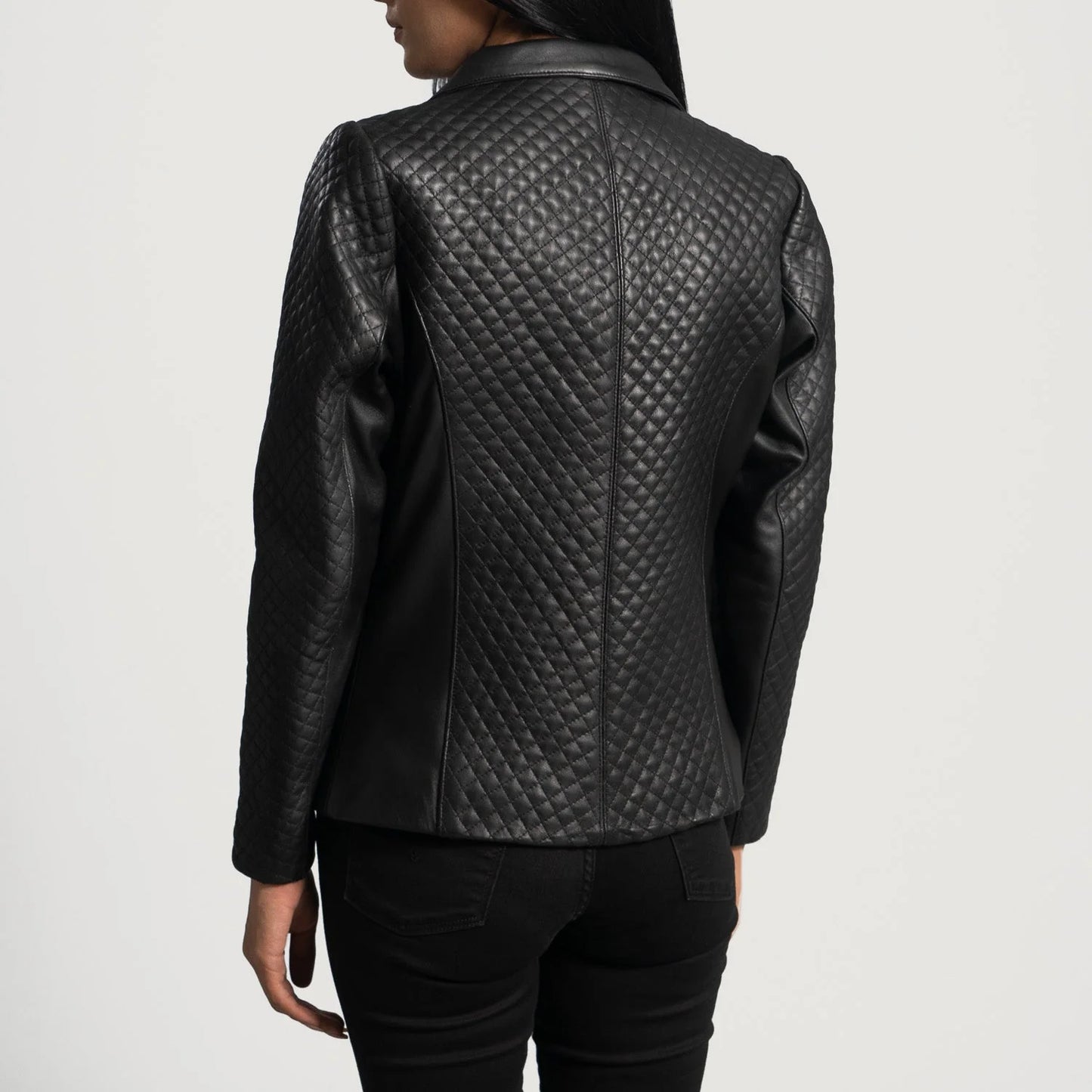Cora Quilted Black Leather Blazer for Women | Premium Genuine Leather Blazer