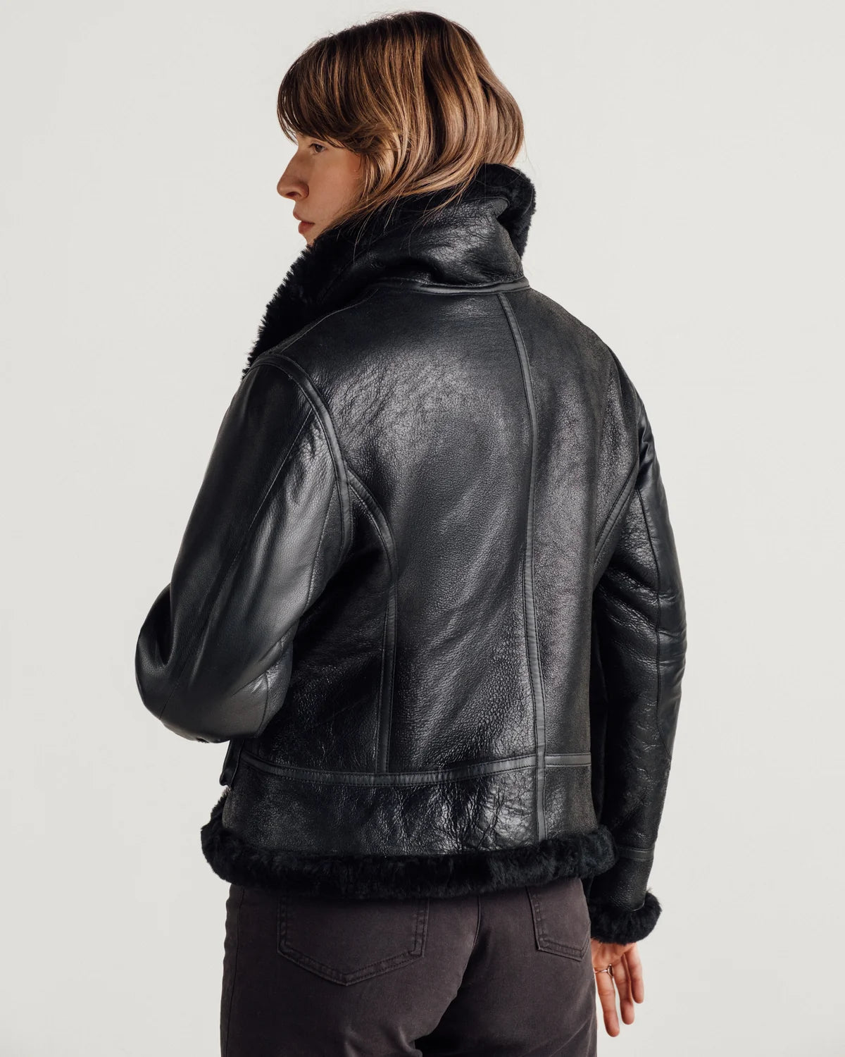 Women’s Bomber Leather Jacket – Modern Casual Style