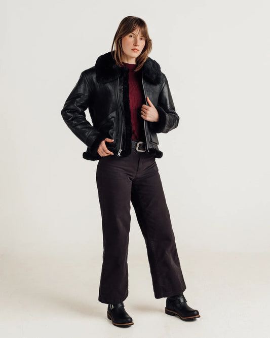 Women’s Bomber Leather Jacket – Modern Casual Style